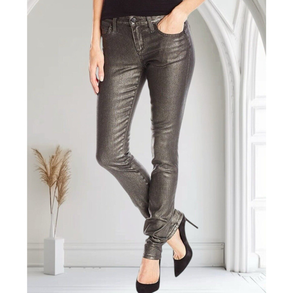 Joe’s Jeans Women Mid Rise Skinny Metallic Coated Glitter Gray Silver 28 Mari - Picture 1 of 10